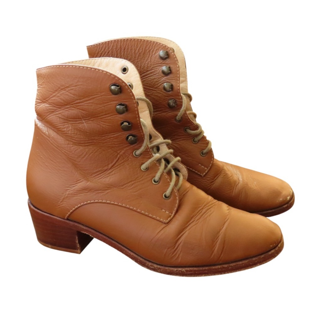CHRISTY DAWN Older Handmade Los Angeles BROWN LEATHER Granny Boots 7 ‼️DAMAGED‼️
